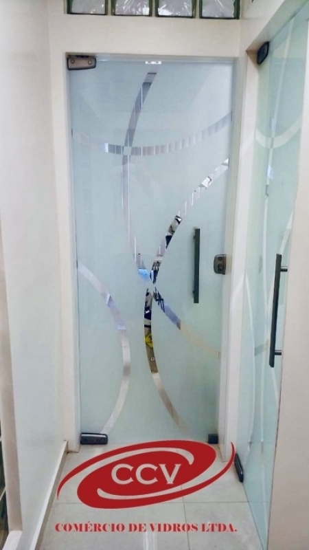 Porta de Vidro para Banheiro Instituto da Previdência - Porta de Vidro Jateado
